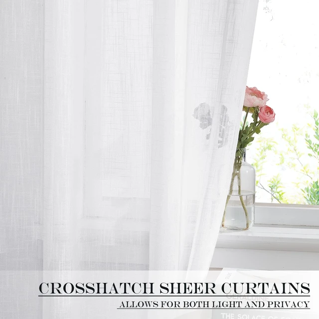 Alt view image 6 of 7 - White Sheer Curtains for French Front Door, 1 Panel | Short Curtains for Small Window, Sidelight Thermal Insulated Door Side Window Covering, W26 x L64