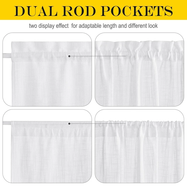Alt view image 5 of 7 - White Sheer Curtains for French Front Door, 1 Panel | Short Curtains for Small Window, Sidelight Thermal Insulated Door Side Window Covering, W26 x L64