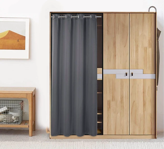 Alt view image 2 of 6 - Blackout Door Curtain 80 inch Thermal Insulated Room Darkening Privacy Doorway Curtain Window Treatment, Room Divider Closet Curtain for Front/Sliding Door/Closet/Patio (Dark Grey, W34XL80)