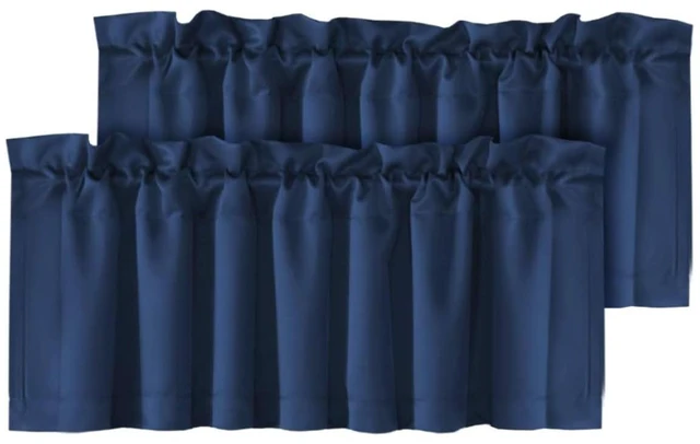 Main image of Blackout Valances for Windows,Navy Blue Short Window Valance Curtains for Living Room/Bedroom/Bathroom Privacy Decorative Rod Pocket Kitchen Valances2 Panels52" W x 18" L, Navy