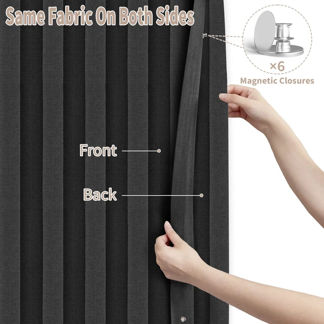 Alt view image 4 of 7 - Closet Door Curtain Room Divider Drapes, Pleated Folding Style Curtains for Doorways Curtain for Bedroom Without Door,1 Panel with Tieback, W39 x L78, Black