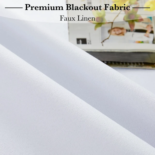 Alt view image 6 of 7 - 100% Blackout Linen Door Window Curtains for French Door | Privacy Small Curtain, Shades for Front Window, Thermal Insulated Covering with Tie Up, Pure White, W26 x L20, 1 Panel