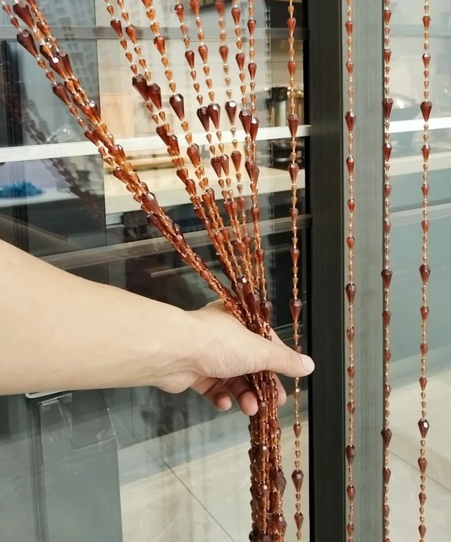 Alt view image 3 of 7 - Beaded Curtain Doorways Acrylic Hanging Door Beads String Curtains Tassel Room Divider Screen Decor for Doorway Window Living Room Wedding (042coffee, 39 inch x 78.7 inch), ES042