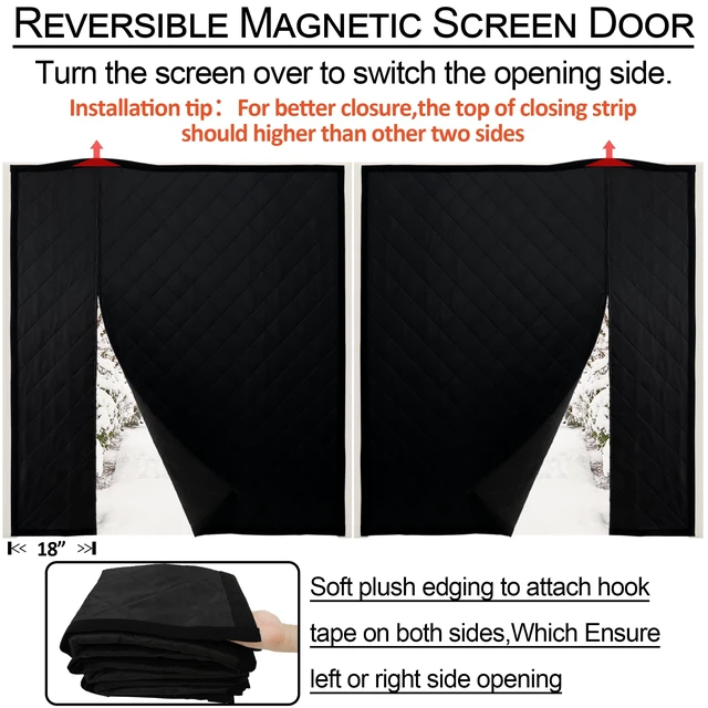Alt view image 6 of 7 - Wide Magnetic Thermal Insulated Door Curtain for Winter | Thicken Polyester Fiberfill & Heavy Duty Oxford Cloth,Temporary Window Insulation Cover Curtain for French Sliding Door,74x81
