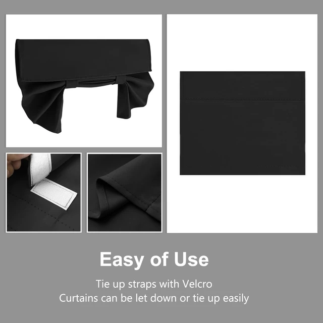 Alt view image 3 of 6 - 100% Blackout French Door Curtains, Wrinkle Free, Room Darkening, Blocks Light and Heat Through Glass. Drill-Free Easy Installed Door Window Curtains. (Black,1 Panel, 24"x 18")