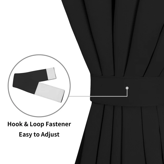 Alt view image 3 of 7 - Blackout Door Curtains 1 Panel, 25x40 inch, Black | Rod Pocket Privacy Light Filtering Sidelight Curtains French Door Curtains with Tieback