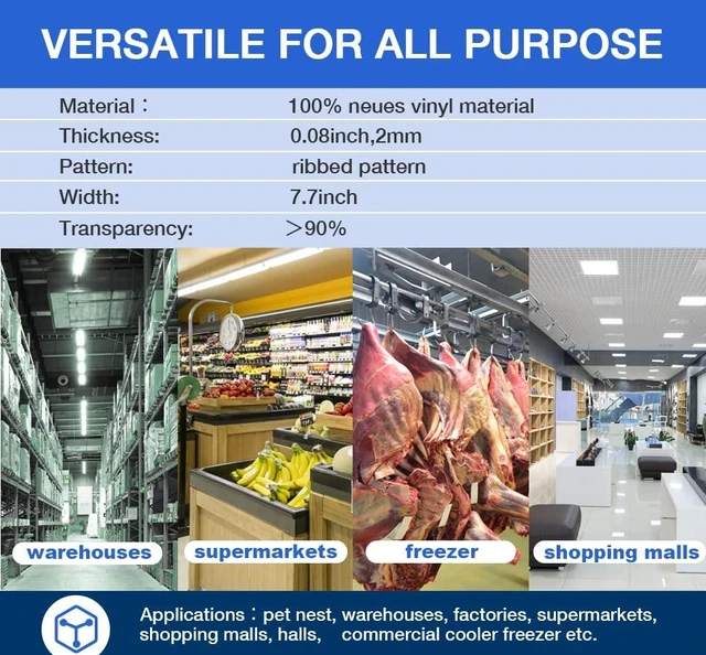 Alt view image 6 of 7 - Vinyl Strip Curtain PVC Replacement Strip Door Clear Plastic Strips Freezer Curtains for Dog House Door Flap, Winter, Commercial, Warehouse Doors, 8 Inches x 8 feet