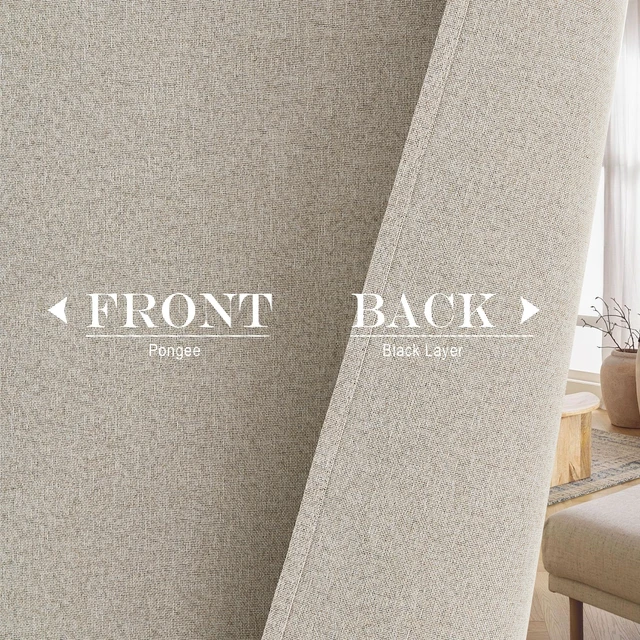 Alt view image 7 of 7 - Linen 100% Blackout Linen French Door Curtain for Window Cover | Privacy Room Darkening Shade, Thermal Insulated Front Door Curtain with Tie Back, 1 Panel, Rod Pocket, 25 x 72 Inches Long