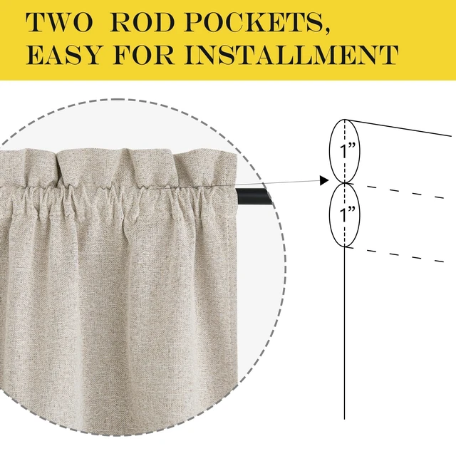 Alt view image 6 of 7 - Linen 100% Blackout Linen French Door Curtain for Window Cover | Privacy Room Darkening Shade, Thermal Insulated Front Door Curtain with Tie Back, 1 Panel, Rod Pocket, 25 x 72 Inches Long