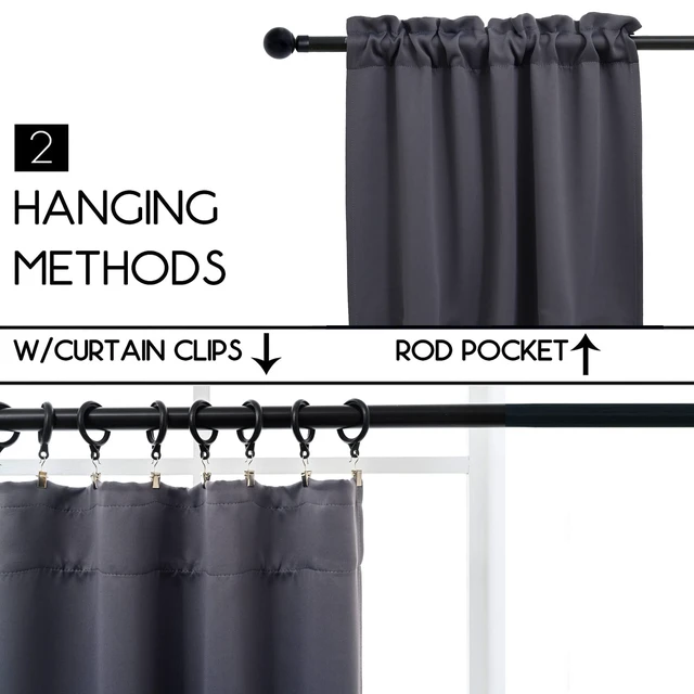 Alt view image 4 of 7 - Rod Pocket Tier Curtain - Half Blackout Curtain for Kitchen, Bathroom, Cabinet, Basement, 30 Inches Wide and 24 Inches Long, Dark Grey, 2 Panels