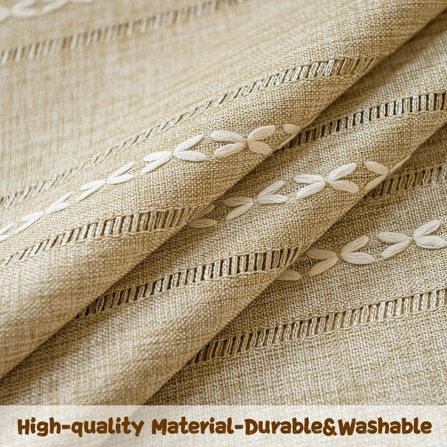 Alt view image 6 of 7 - Boho Door Curtains for Doorway, Bohemian Semi Blackout Curtains Privacy Embroidery Drape Decor for Temporary Room Dividers Bedroom Living Room, Rod Pocket 1 Panel 37" W x 80" L, Natural