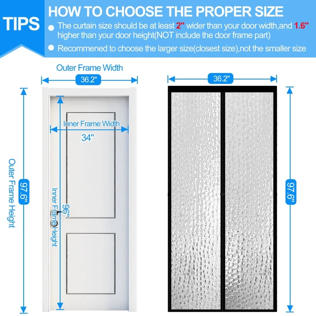 Alt view image 2 of 7 - Magnetic Thermal Insulated Door Curtain,Waterproof EVA Door Cover,Fit Doors Size 34"x96",Temperature Protection Insulated Doorway Curtain Partition,Patio Self-Closing Doors Net Screen
