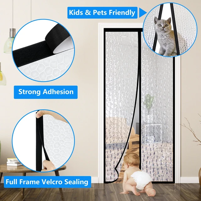 Alt view image 5 of 7 - Magnetic Thermal Insulated Door Curtain,Waterproof EVA Door Cover,Fit Doors Size 34"x96",Temperature Protection Insulated Doorway Curtain Partition,Patio Self-Closing Doors Net Screen