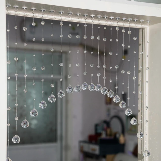 Main image of 20 Strings Crystal Beaded Curtain, Arched Door String Curtain, Hanging Doorway Room Divider Suitable for Home, Coffee House, Bedroom, Restaurant. (Clear)