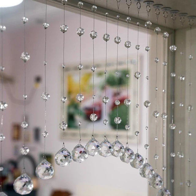 Alt view image 2 of 7 - 20 Strings Crystal Beaded Curtain, Arched Door String Curtain, Hanging Doorway Room Divider Suitable for Home, Coffee House, Bedroom, Restaurant. (Clear)