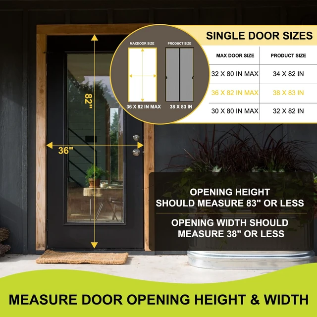 Alt view image 2 of 7 - Magnetic Screen Door - Fits Door Opening 36 x 82 in, Actual Screen Size 38"x83", Hands Free Mesh Partition,Heavy Duty Curtain Keeps Bugs Out, Frame Hook & Loop, Pet and Kid Friendly