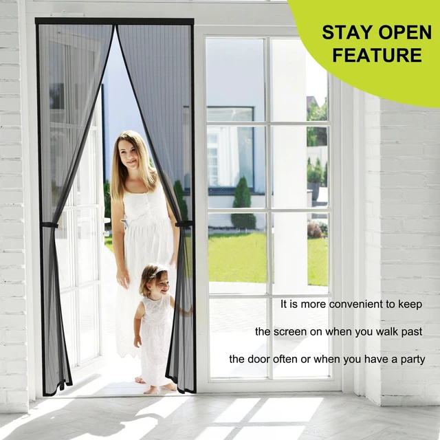 Alt view image 3 of 7 - Magnetic Screen Door - Fits Door Opening 36 x 82 in, Actual Screen Size 38"x83", Hands Free Mesh Partition,Heavy Duty Curtain Keeps Bugs Out, Frame Hook & Loop, Pet and Kid Friendly