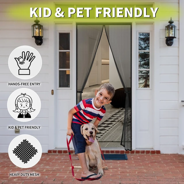Alt view image 5 of 7 - Magnetic Screen Door - Fits Door Opening 36 x 82 in, Actual Screen Size 38"x83", Hands Free Mesh Partition,Heavy Duty Curtain Keeps Bugs Out, Frame Hook & Loop, Pet and Kid Friendly