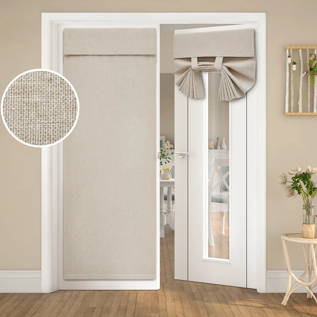 Main image of Blackout Door Curtains for French Door 26x68 Inch Natural | Room Darkening, Thermal Insulated, No Drilling, UV Protection, Door Window Curtains, with 1 Adhensive Tape