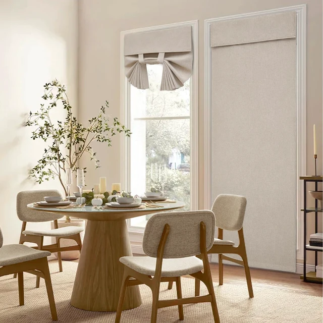 Alt view image 7 of 7 - Blackout Door Curtains for French Door 26x68 Inch Natural | Room Darkening, Thermal Insulated, No Drilling, UV Protection, Door Window Curtains, with 1 Adhensive Tape