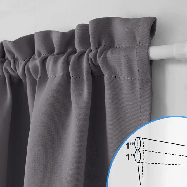 Alt view image 3 of 7 - Grey French Door Curtains Blackout Thermal Insulated Window Cover | Front Back Glass Window Shade with Tieback, Sidelight Privacy for Living Room (25W by 72L inches, 1 Panel)