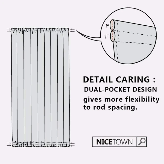 Alt view image 7 of 7 - Grey French Door Curtains Blackout Thermal Insulated Window Cover | Front Back Glass Window Shade with Tieback, Sidelight Privacy for Living Room (25W by 72L inches, 1 Panel)