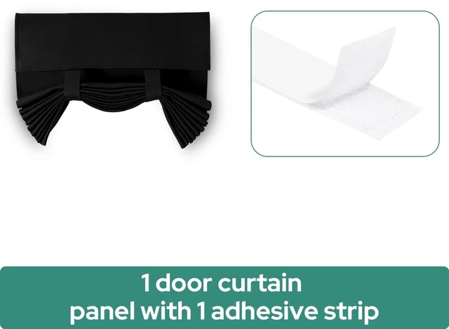 Alt view image 7 of 7 - Blackout Door Curtains for French Door 26x40 Inch Black | Room Darkening, Thermal Insulated, No Drilling, UV Protection, Door Window Curtains, with 1 Tieback