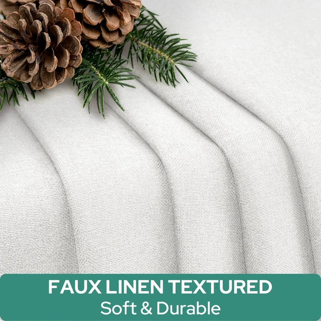 Alt view image 3 of 7 - 100% Blackout Linen Door Curtains for French Door 26x20 Inch | White, 100% Light Blocking, Thermal Insulated, No Drilling, UV Protection, Door Window Curtains, Including 1 Tieback