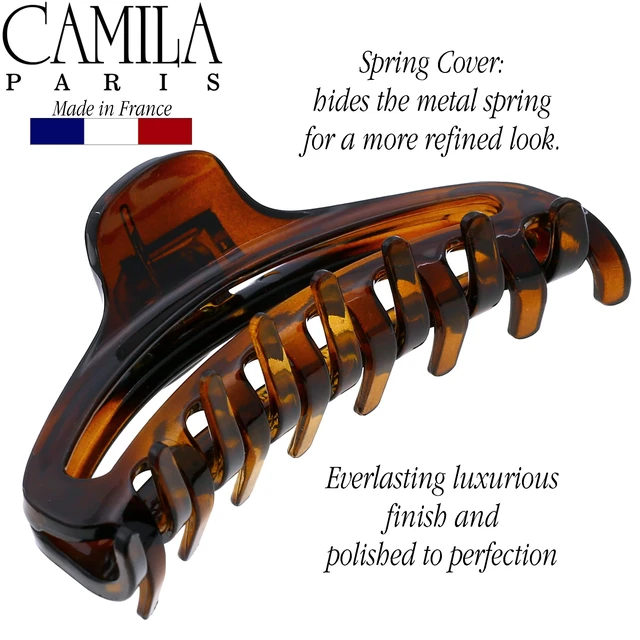 Alt view image 2 of 7 - Paris CP2370 French Hair Clips for Women, 3.5" Medium Claw Clip Strong Hold All Day, Girl Large Claw Clips for Thick Hair, No Damage No Slip Flat Clip for Women. Made in France