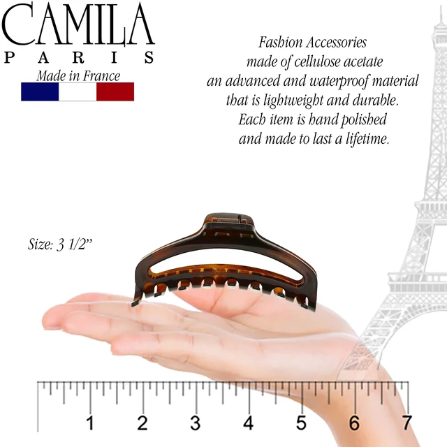 Alt view image 3 of 7 - Paris CP2370 French Hair Clips for Women, 3.5" Medium Claw Clip Strong Hold All Day, Girl Large Claw Clips for Thick Hair, No Damage No Slip Flat Clip for Women. Made in France