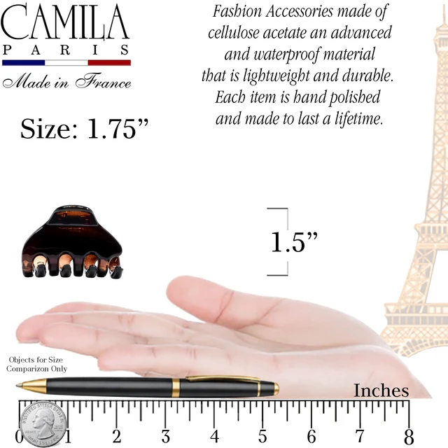 Alt view image 3 of 7 - Paris CP1784 French Small Hair Clips for Women, 1.75" Small Claw Clip Fashion Styling Mini Hair Clip Accessories for Women, Strong Hold No Slip Grip Cute Claw Clips, Made in France