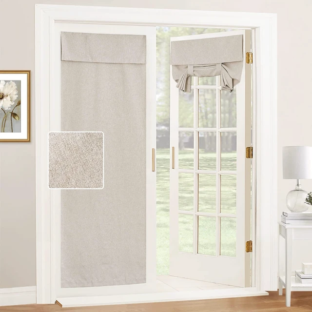 Main image of Tricia Room Darkening Curtains for French Door,Door Curtain Blinds | Nature Linen Blended, Privacy Protection, Roll Up, Drapes for Sightseeing and Window Decor, W26 x L69, Khaki, 1 Panel