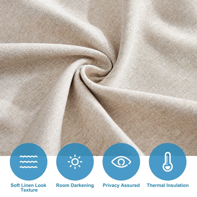 Alt view image 5 of 7 - Tricia Room Darkening Curtains for French Door,Door Curtain Blinds | Nature Linen Blended, Privacy Protection, Roll Up, Drapes for Sightseeing and Window Decor, W26 x L69, Khaki, 1 Panel