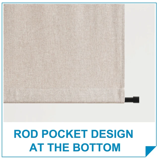 Alt view image 6 of 7 - Tricia Room Darkening Curtains for French Door,Door Curtain Blinds | Nature Linen Blended, Privacy Protection, Roll Up, Drapes for Sightseeing and Window Decor, W26 x L69, Khaki, 1 Panel