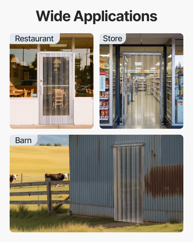 Alt view image 3 of 7 - PVC Strip Curtain, 84" Height x 38" Width, 0.08" Thickness, 6PCS Clear, Freezer & Cooler Door Strips, 50% Overlap Visit the Store