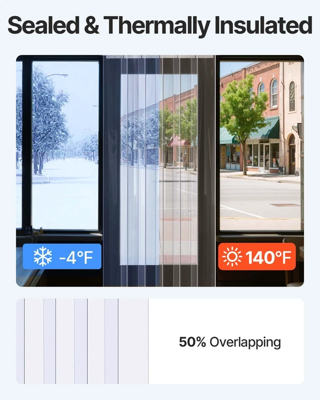 Alt view image 4 of 7 - PVC Strip Curtain, 84" Height x 38" Width, 0.08" Thickness, 6PCS Clear, Freezer & Cooler Door Strips, 50% Overlap Visit the Store
