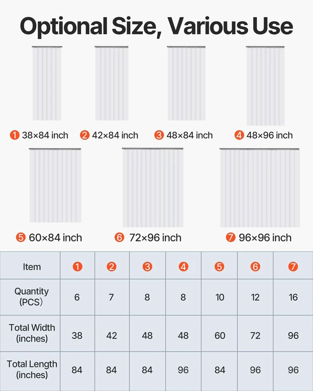 Alt view image 7 of 7 - PVC Strip Curtain, 84" Height x 38" Width, 0.08" Thickness, 6PCS Clear, Freezer & Cooler Door Strips, 50% Overlap Visit the Store