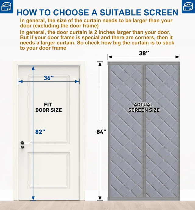 Alt view image 2 of 7 - Insulated Door Curtain Fit 36x82in, Door Curtains Size 38x84in | Cover Block Cotton Magnetic Thermal Curtain for Winter, Thermal Doors Curtain for Doors Blocking Wind and Snow