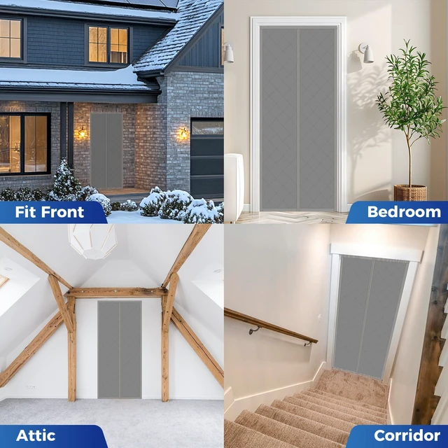 Alt view image 7 of 7 - Insulated Door Curtain Fit 36x82in, Door Curtains Size 38x84in | Cover Block Cotton Magnetic Thermal Curtain for Winter, Thermal Doors Curtain for Doors Blocking Wind and Snow