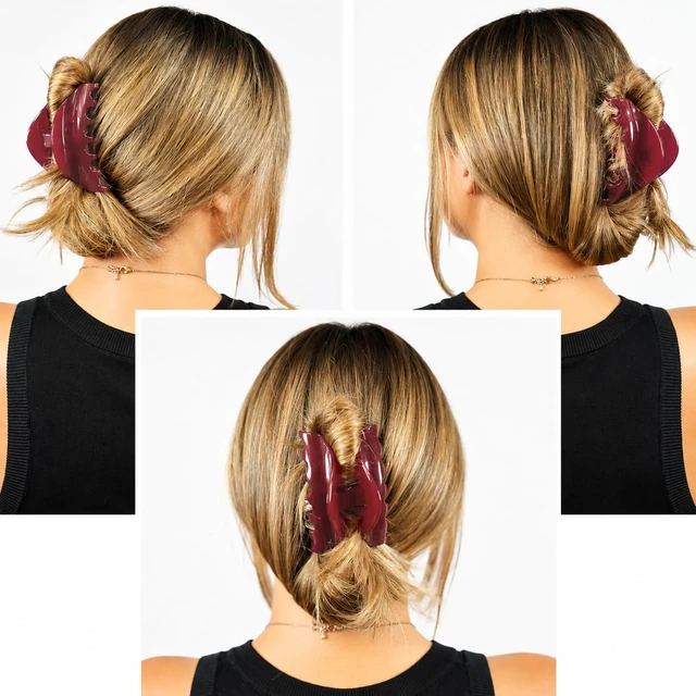 Alt view image 2 of 7 - Paris CP2529 French Hair Clips for Women, 3.75" Red Large Claw Clip Strong Hold All Day, Girl Large Claw Clips for Thick Hair, No Damage No Slip Flat Clip for Women. Made in France