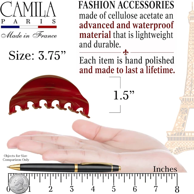 Alt view image 3 of 7 - Paris CP2529 French Hair Clips for Women, 3.75" Red Large Claw Clip Strong Hold All Day, Girl Large Claw Clips for Thick Hair, No Damage No Slip Flat Clip for Women. Made in France