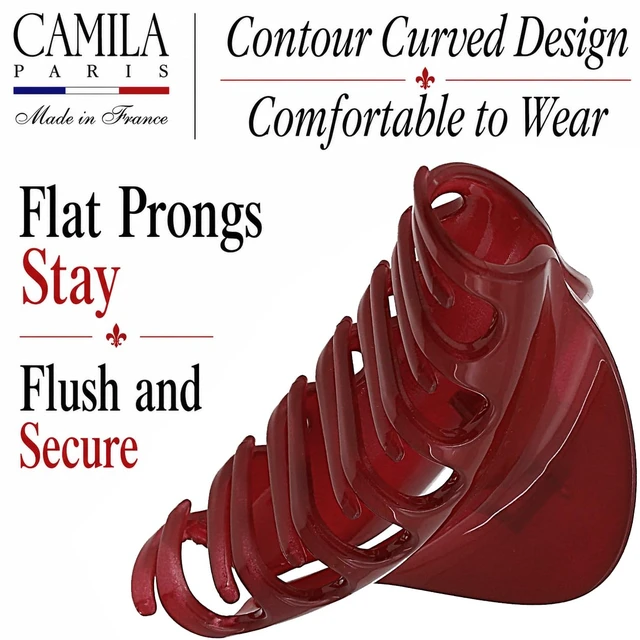 Alt view image 5 of 7 - Paris CP2529 French Hair Clips for Women, 3.75" Red Large Claw Clip Strong Hold All Day, Girl Large Claw Clips for Thick Hair, No Damage No Slip Flat Clip for Women. Made in France