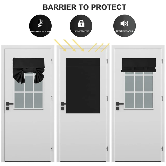 Alt view image 4 of 6 - 100% Blackout Door Curtains for Windows and Doors | Black 24x38 InchesPrivacyprotected, lightblocking, noisereducing. Notool installation within 3 minutes.