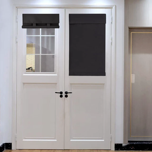 Alt view image 6 of 6 - 100% Blackout Door Curtains for Windows and Doors | Black 24x38 InchesPrivacyprotected, lightblocking, noisereducing. Notool installation within 3 minutes.