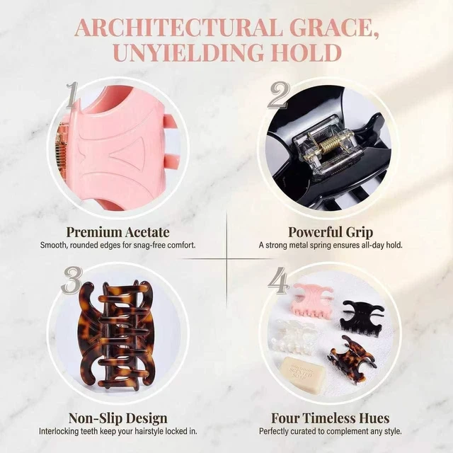 Alt view image 4 of 7 - Hair Clips for Women 4 Styles Small Medium Large Claw Clips for Thin Thick Curly Hair, Matte Rectangle Small Claw Clips for Thin/Medium Thick Hair, Hair Jaw Clip Nonslip (B)