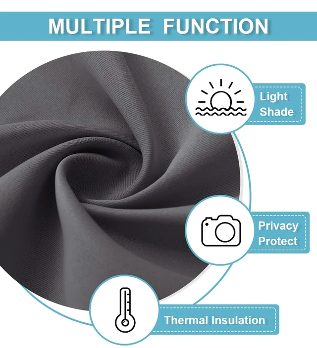 Alt view image 7 of 7 - Blackout French Door Curtain for Kitchen Front Back Door Window | Self Adhesive No Drill, Privacy Thermal Insulated, For Patio Glass Door Window, Renter Friendly, W26 x L69, Grey, 1 Panel