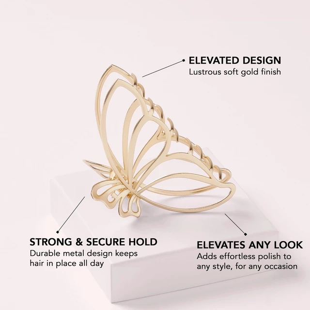 Alt view image 3 of 7 - Gilded Wing Clip Large Chic Gold Metal Hair Clip for Women, Hair Accessory for Styling & Everyday Wear, Clip For Medium,Thick or Curly Hair, Ideal Gift For Women, Perfect for Updos