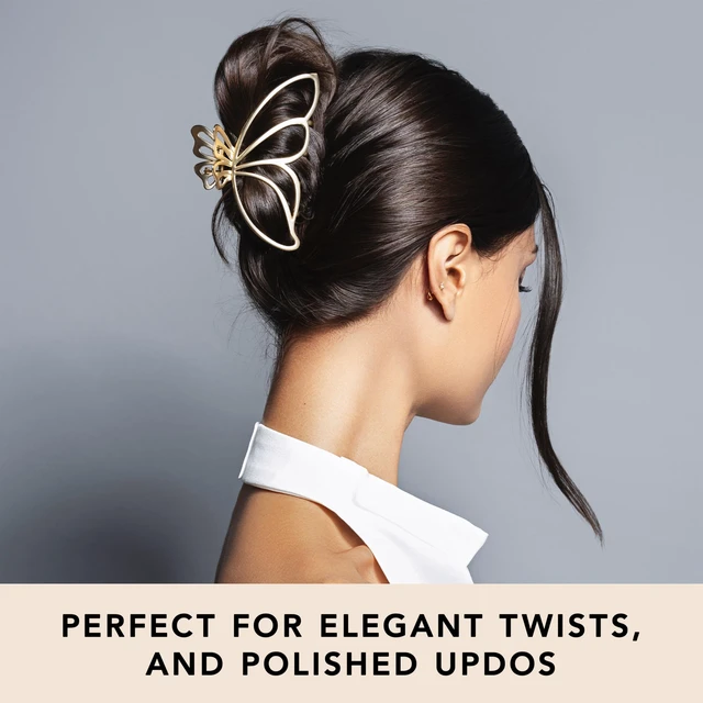 Alt view image 4 of 7 - Gilded Wing Clip Large Chic Gold Metal Hair Clip for Women, Hair Accessory for Styling & Everyday Wear, Clip For Medium,Thick or Curly Hair, Ideal Gift For Women, Perfect for Updos
