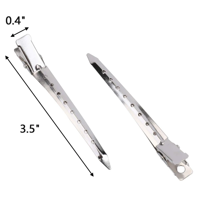 Alt view image 2 of 7 - 200 Pack Duck Bill Hair Clips with Holes, 3.5" Rustproof Metal Alligator Curl Clips for Salon and Women Girls Bows DIY Accessories