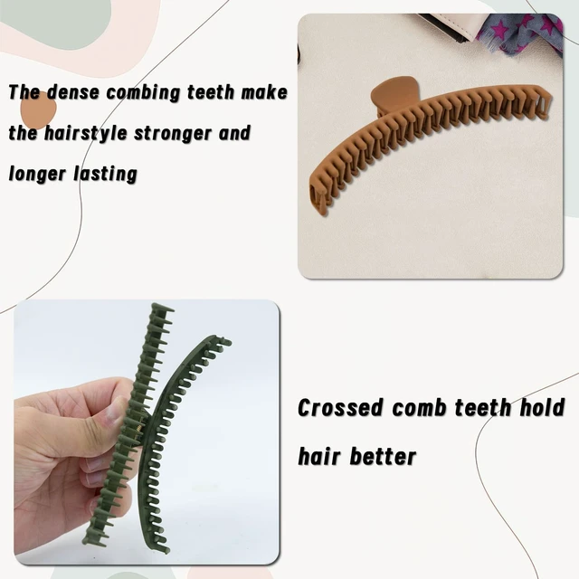 Alt view image 4 of 7 - 12Pcs Hold Everything Claw Clip, Colorful Double Row Claw Clip | 2 Size 4.7 Inch and 2.5 Inch, Strong Clip Non-Slip Claw Clips Set for Thick, Thin, Straight, Curly Hair (6 Colors)